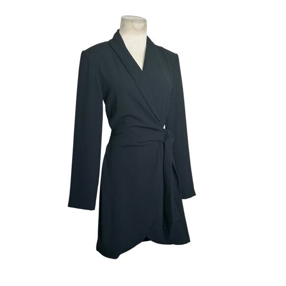 Zara black long sleeves mini wrap dress size XS - Picture 10 of 14